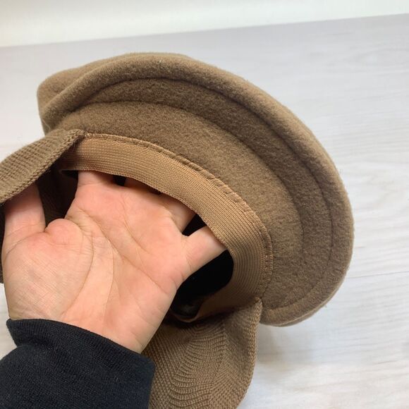 Kangol 100% Wool Cabbie Newsboy Flat Brim Hat Cap Light Brown - Picture 3 of 9